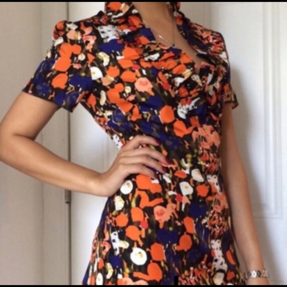 J. Crew floral 100% silk, lined midi dress